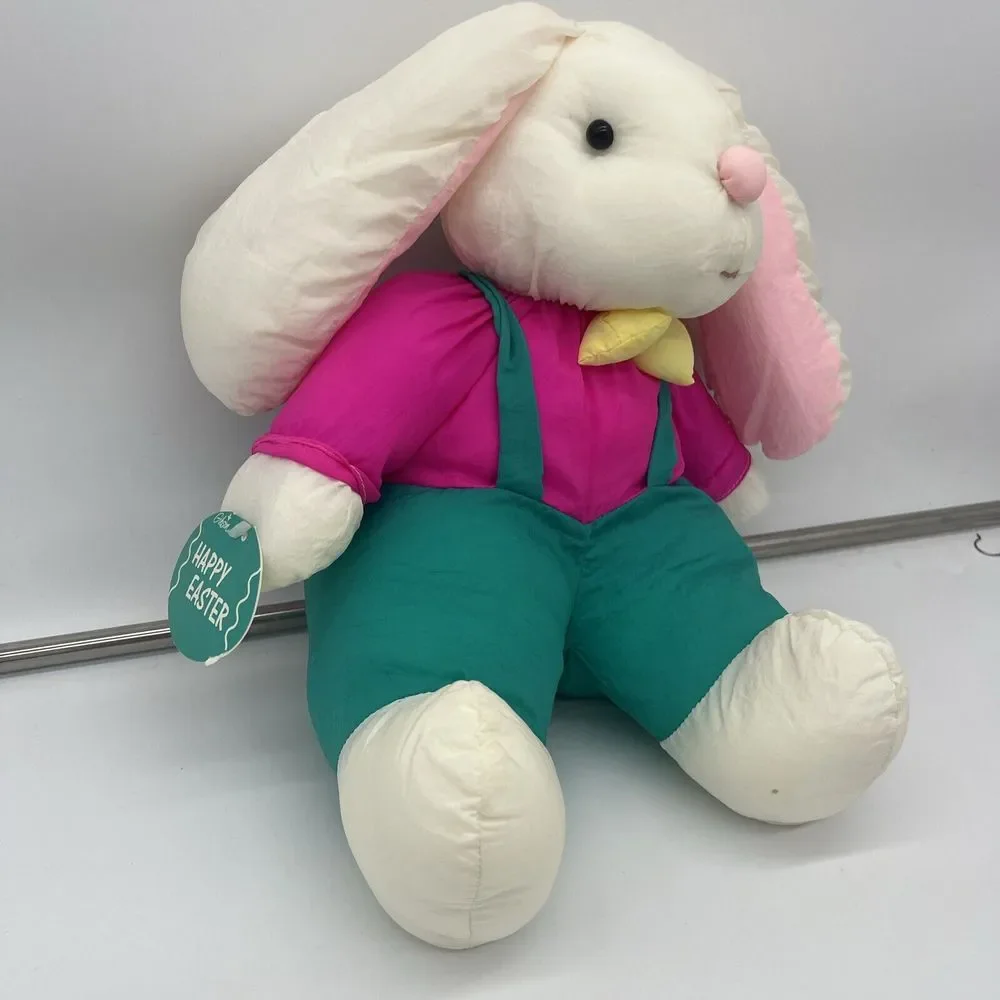 Vtg Gibson Greetings Bunny Rabbit Plush Nylon Parachute Material Stuffed W/ Tags